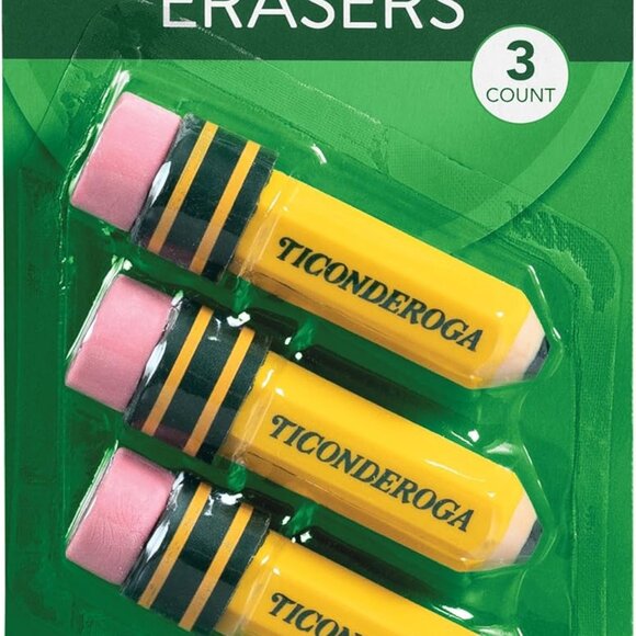 Erasers, Pencil Shaped, Latex-Free, Yellow, 3-Pack - Picture 1 of 7